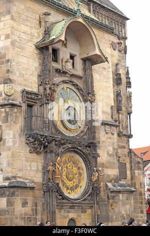 Astrologische Uhr, altes Rathaus, Altstädter Ring, Prag, Tschechische Republik. Stockfoto