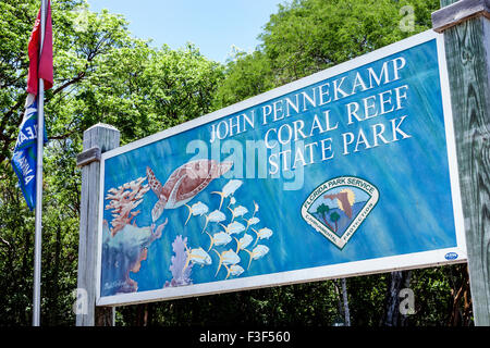 Key Largo Florida Keys, John Pennekamp Coral Reef State Park, Eingang, Schild, FL150508021 Stockfoto