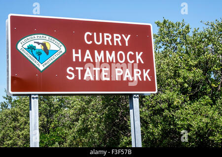 Florida Keys, Marathon, Curry Hammock State Park, Eingang, Schild, FL150508042 Stockfoto