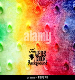 Abstraktes Vektor handgemalte Regenbogen Farbe Aquarell Hintergrund Stock Vektor