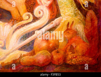 Herbst Märchen Szene, schöne Fantasy bunte Gemälde, dekorative komplizierte abstrakten Hintergrund Stockfoto
