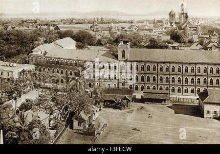 Alte vintage 1900s Antenne von St. Xavier College, Bombay, Mumbai, Maharashtra, Indien - Aad 148353 Stockfoto