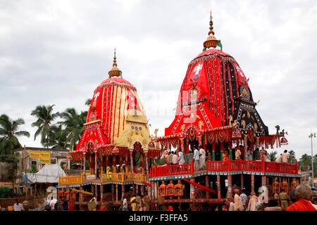 Rath Yatra oder Ratha Jatra oder Kart Festival oder Chariot Festival von Lord Jagannath oder Jagannatha; Puri; Orissa; Odisha; Indien; Asien Stockfoto