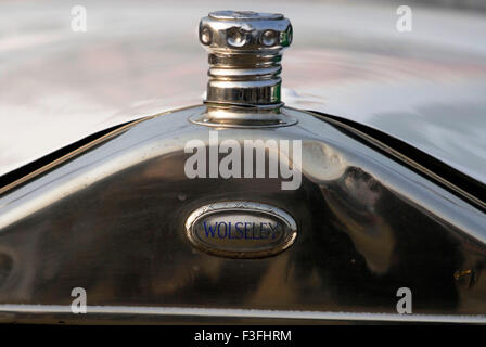 Wolseley Auto Maskottchen, Auto Haube Ornament, Kühlerdeckel, antikes Auto, Oldtimer, Altes Auto, Oldtimer Stockfoto