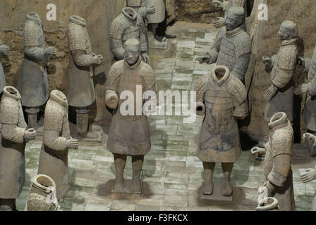 Statuen von Terrakotta-Krieger in Grube 3; Terrakotta-Armee; Qin-Dynastie; Xian; China Stockfoto