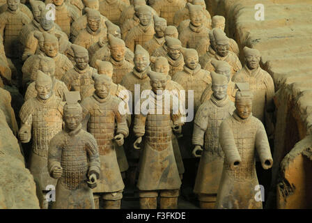 Statuen von Terrakotta-Krieger in Grube 1; Terrakotta-Armee; Qin-Dynastie; Xian; China Stockfoto