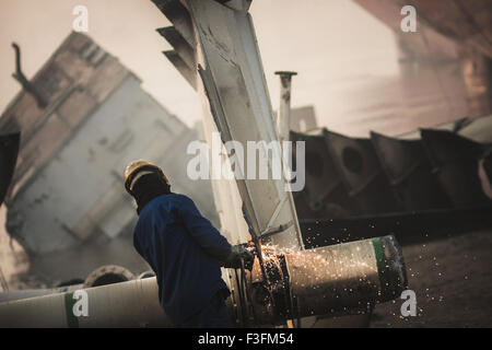 Abwrackung von Schiffen Yards von Alang. Stockfoto