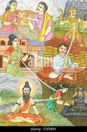 Gemälde, das die indische Wiedergeburt zeigt Stockfoto