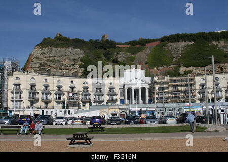 Hastings Sussex England Klippen Burg Stockfoto