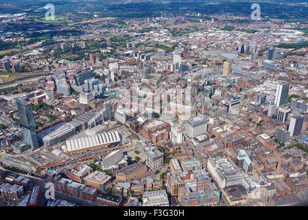 Eine Luftaufnahme von Manchester City Centre, Nord-West-England Stockfoto