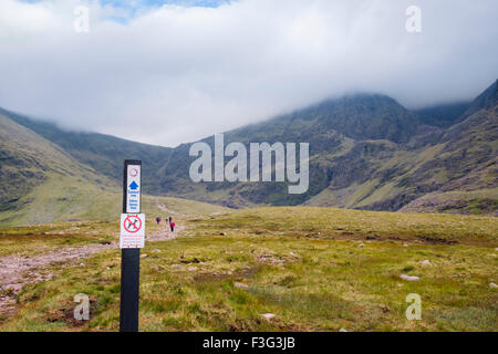 Keine Hunde anmelden Lisleibane Rundweg in Hags Glen in MacGillycuddy Reeks, Cronin Hof, County Kerry, Irland, Süd-Irland Stockfoto