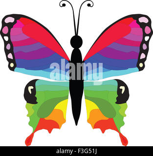 Schöne bunte Schmetterling, Vektor-Illustration isoliert auf weiss Stockfoto