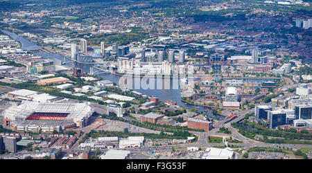 Altes Trafford & Salford Quays, Manchester, North West England, UK Stockfoto