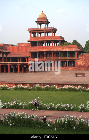 Panch Mahal in Fatehpur Sikri 16. Jahrhundert rote Sandstein Mughal Reich Agra, Uttar Pradesh Stockfoto