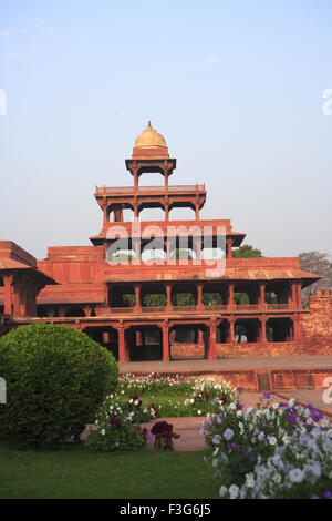 Panch Mahal in Fatehpur Sikri während Seconf der 16. Cent roten Sandston gebaut; Captal Mughal ein UNESCO World Heritage Sit Stockfoto