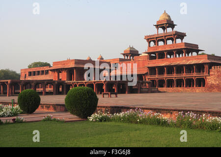 Panch Mahal in Fatehpur Sikri 16. Jahrhundert rote Sandstein Mughal Reich Agra, Uttar Pradesh Stockfoto