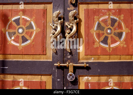 Dekorative Eingang der Bank of Bhutan Thimpu Br am Hauptstadt Thimpu Royal Govt von Bhutan Stockfoto