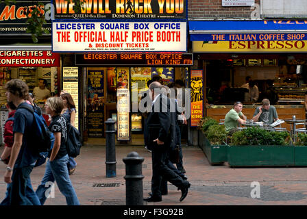 Leicester Square Box Office ; England ; London ; Vereinigtes Königreich ; zum halben Preis; Discount Theatre Tickets Stockfoto