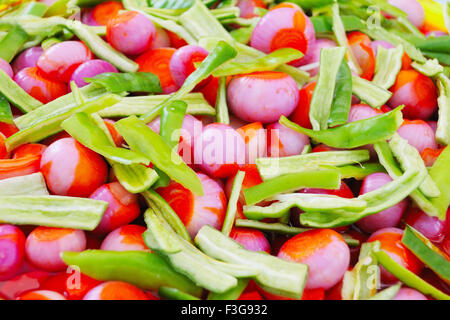 Salat von Zwiebel und Grün kühl, Jodhpur, Rajasthan, Indien Stockfoto