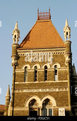 Orientalische Gebäude; Oriental Insurance Building; Flora Fountain; Hutatma Chowk; Bombay; Mumbai; Maharashtra; Indien; Asien Stockfoto