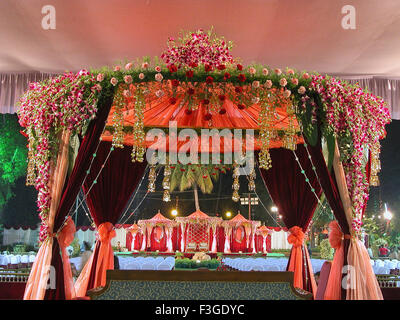 Hochzeitsdekoration; Hochzeitsarrangement; Indien; Asien Stockfoto