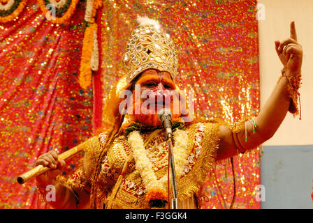 Ramleela; Hinduistischen mythologischen Charakter von Ramayan; Rolle des Hanuman Bühne Dassera Dusera festival Stockfoto