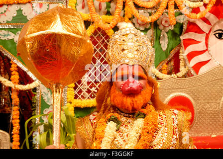 Ramleela; Hinduistischen mythologischen Charakter von Ramayan; Rolle des Hanuman auf der Bühne Dassera Dusera festival Stockfoto