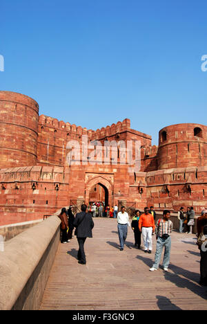 Äußeren Tor der roten Fort; Agra; Uttar Pradesh; Indien Stockfoto