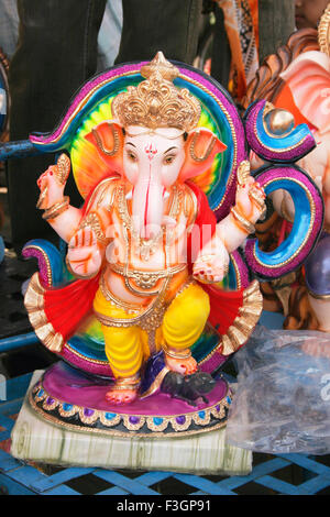 Porträt des Idols von Lord Ganesh; der Elefant unter der Leitung Gottes; Pune; Maharashtra; Indien Stockfoto