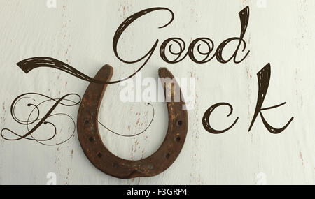 Hufeisen Sie auf Vintage-Hintergrund - viel Glück Stockfoto
