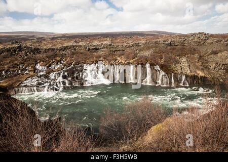 Hraunfossar fällt, Island Stockfoto