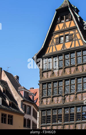 Maison Kammerzell Haus / Kammerzellhüs, mittelalterlichen Fachwerkhaus in spätgotischen Architektur, Straßburg, Elsass, Frankreich Stockfoto