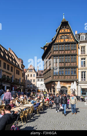 Maison Kammerzell Haus / Kammerzellhüs, mittelalterlichen Fachwerkhaus in spätgotischen Architektur, Straßburg, Elsass, Frankreich Stockfoto