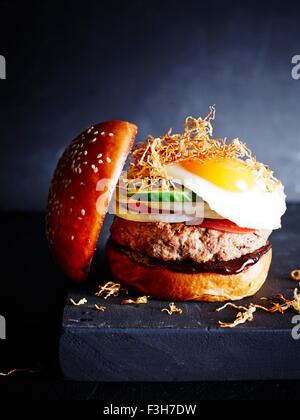 Classic Burger, Nahaufnahme Stockfoto