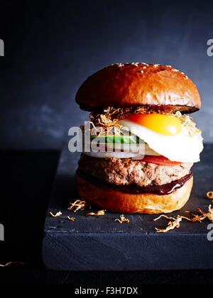 Classic Burger, Nahaufnahme Stockfoto