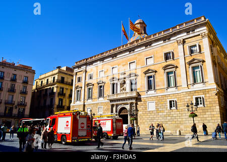 Palau De La Generalitat. Plaça Sant Jaume, Barcelona, Katalonien, Spanien. Stockfoto