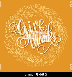 Thanksgiving Kartenvorlage. Aquarell gemalt Vektor Herbstlaub. Vektor-illustration Stock Vektor