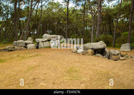 Prähistorischen Dolmen de Mané Kerioned, Carnac, Morbihan, Bretagne, Stockfoto