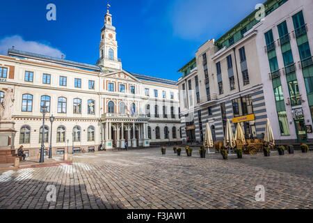 Riga City Council, befindet sich im historischen Zentrum von Riga am Rathausplatz Stockfoto