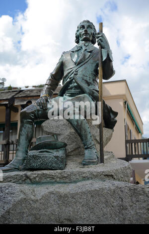 Statue von Michel Gabriel Paccard, Chamonix Mont-Blanc, Französische Alpen, Haute Savoie, Frankreich, Europa Stockfoto