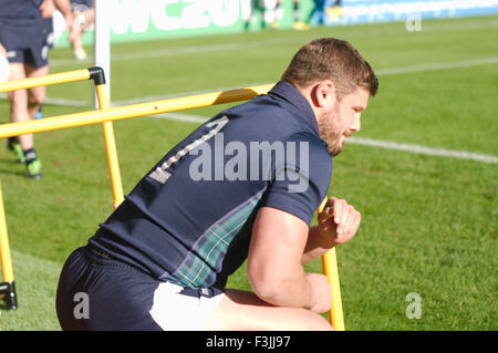 Newcastle Upon Tyne, UK, 8. Oktober 2015, Schottland Kapitän laufen vor ihrem Spiel gegen Samoa in der Rugby-Weltmeisterschaft 2015, Credit: Colin Edwards/Alamy Live News Stockfoto