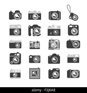 Kameras-Symbole festgelegt. Stock Vektor