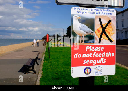 Bitte melde nicht füttern der Möwen am Meer Gärten Cowes, Isle Of Wight UK Stockfoto