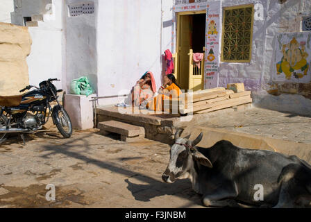 Typisches Dorfhaus in der Nähe von Jaisalmer; Rajasthan; Indien Stockfoto