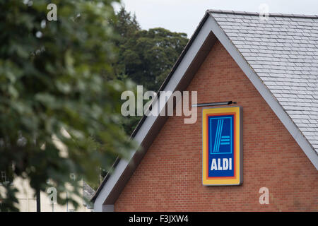 Aldi-Shop-Zeichen-Logo. Stockfoto