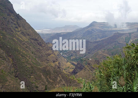 Tal von Agaete, eines der meisten wichtige Nankai Gebiete auf der Insel Gran Canaria bewölkt Tag Stockfoto