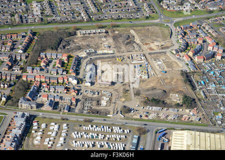 Luftaufnahme des Aufbaus in Blyth, Northumberland Stockfoto