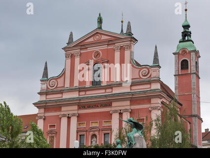 Franziskaner Kirche der Mariä Verkündigung in Ljubljana, Slowenien Stockfoto