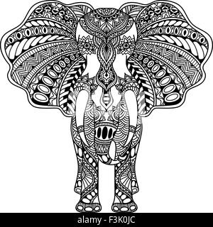 Vektor Henna Mehndi geschmückt indischer Elefant Stock Vektor