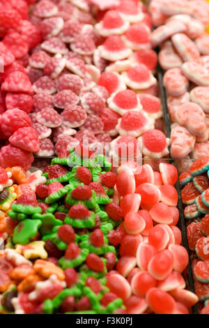 Gelee-Süßwaren angezeigt auf einem Marktstand Stockfoto